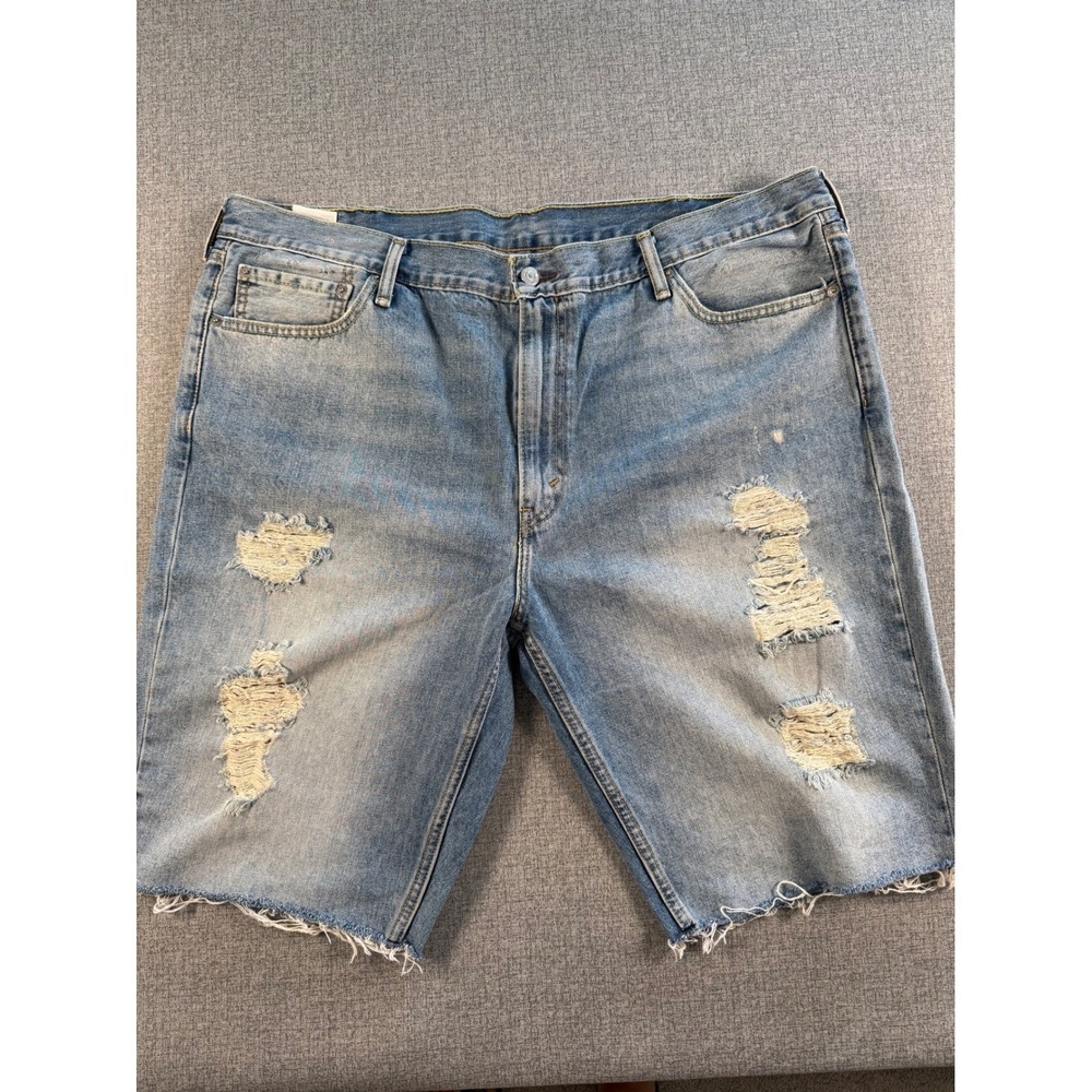 Levis 511 Slim Fit Distressed Denim Shorts Size 42 Light Wash Cut Off Jorts